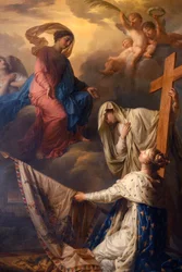 Notre-Dame du Val-de-Grace katholische Kirche, Paris, Frankreich, Gemälde: "La France appuyée sur la Religion consacre à Notre-Dame-des-Gloires des drapeaux pris à l
